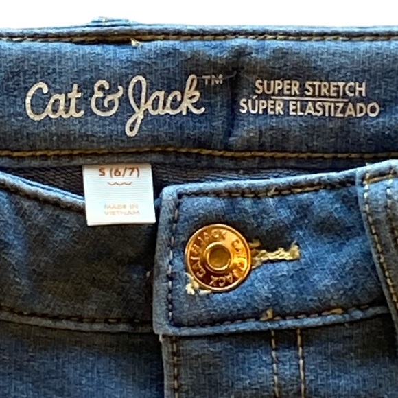 Cat & Jack Girls Blue Faux Denim Pants Size 6/7 Stretchy Great Condition! - Picture 3 of 9